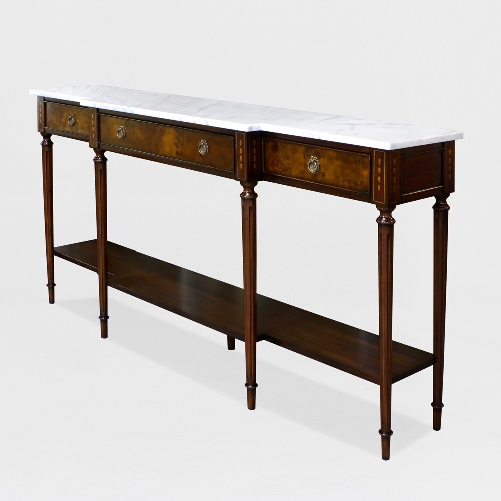 Hand Carved Regency Console with White Marble Top