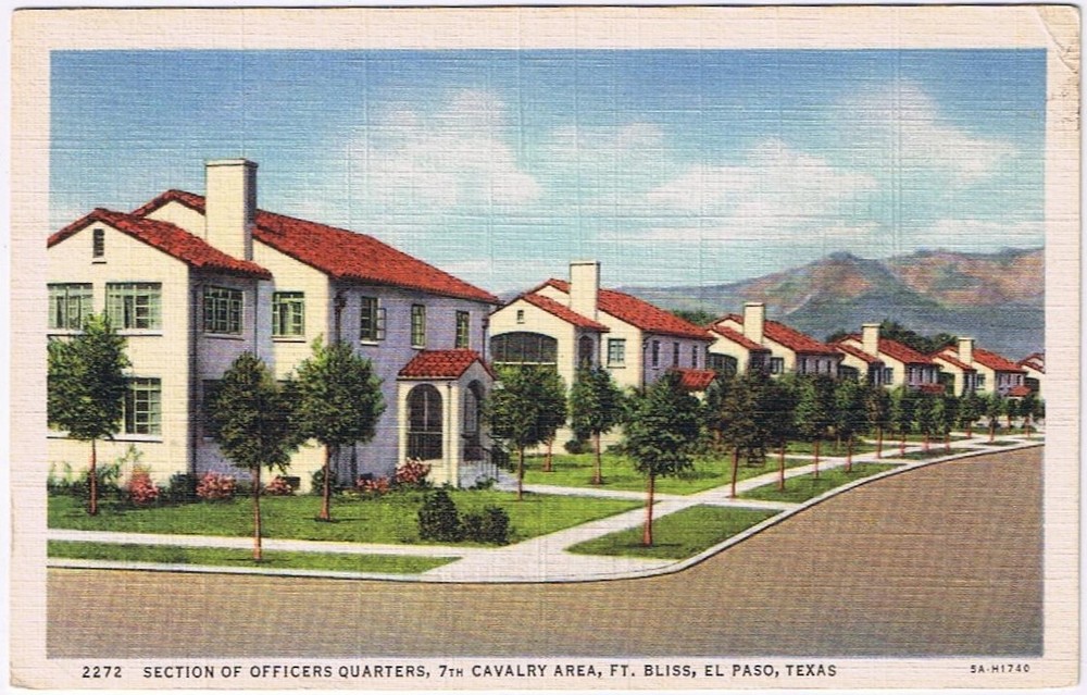 Postcard Officers Quarters 7th Cavalry Area Fort Bliss El Paso Texas