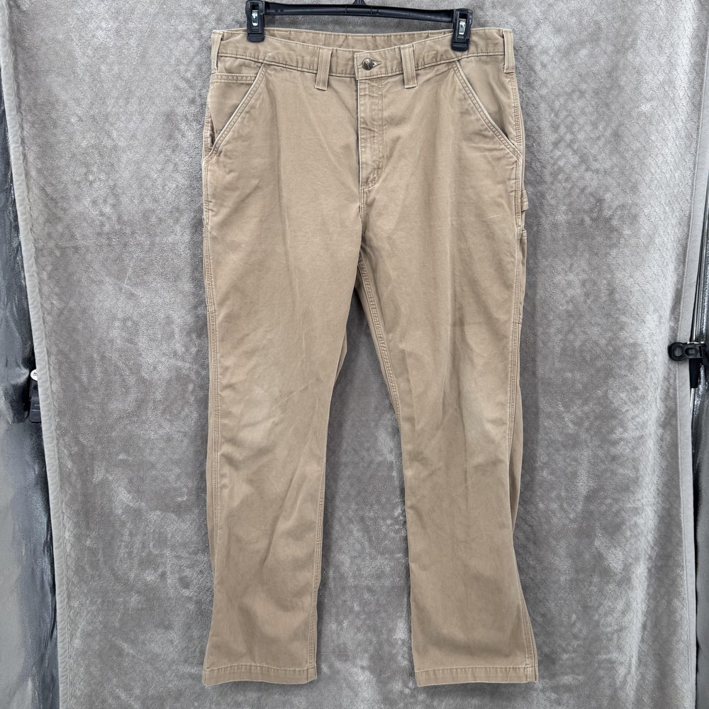 Carhartt Pants Mens 38x34 (38x33) Beige B324 Canvas Carpenter Relaxed Workwear