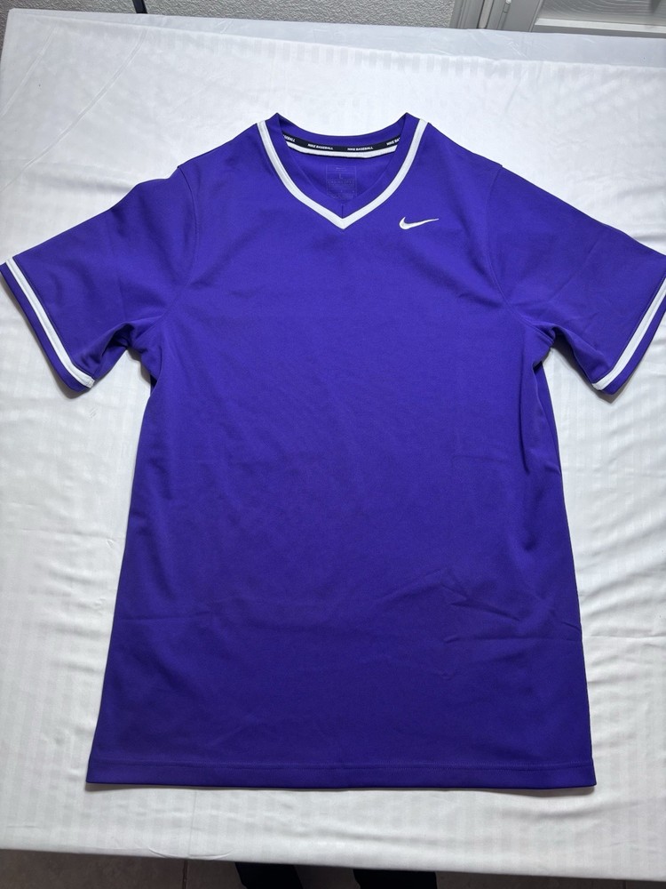 Nike Vapor Baseball V-neck Jersey Men Sizes Large Purple Dm4123