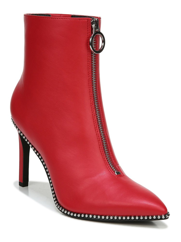 BAR III Womens Red Ball Chain Zip Stiletto Boots Size 5.5 M