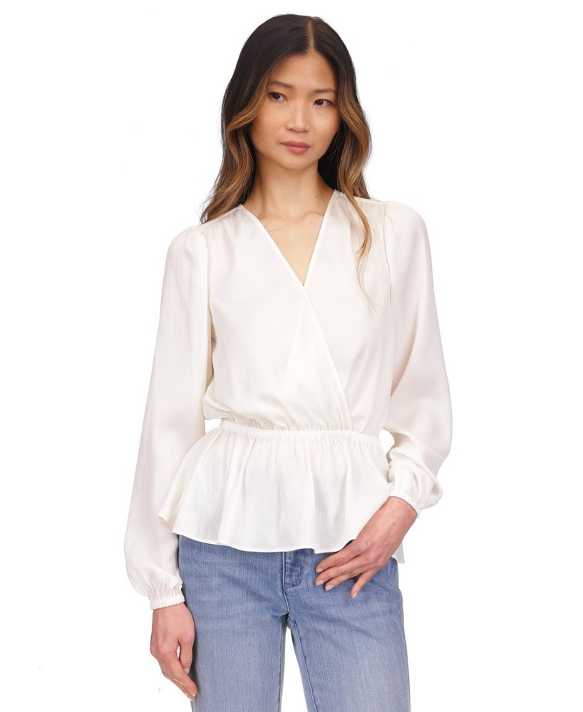 Michael Kors Women's Satin Faux Wrap Top Ivory Size XL MSRP $98
