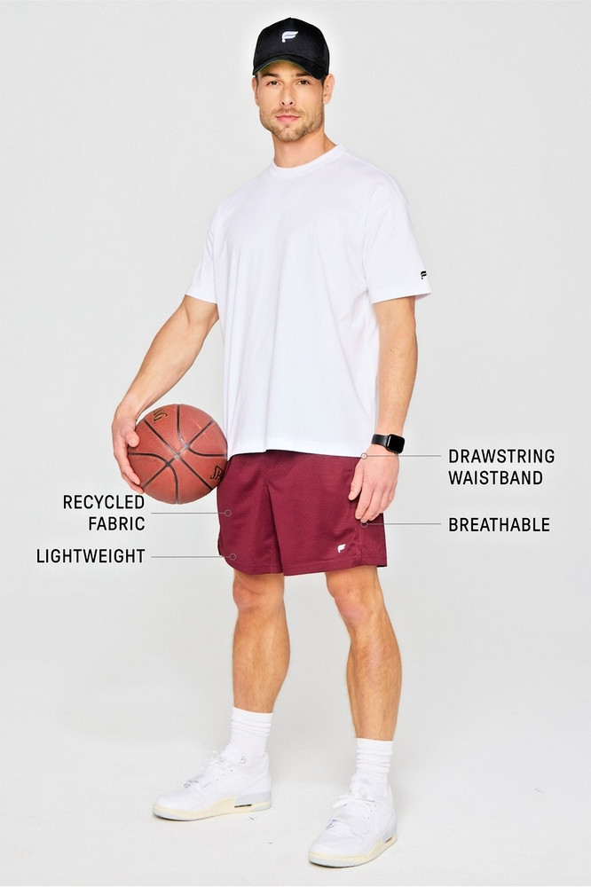 Men's Essential Rec Burgundy Red Fabletics Gym Shorts Size Large Mesh
