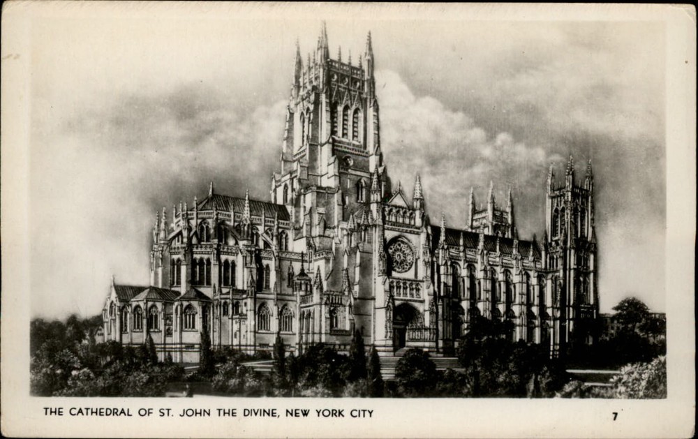 RPPC New York NY St John Divine Cathedral ~ real photo postcard sku937