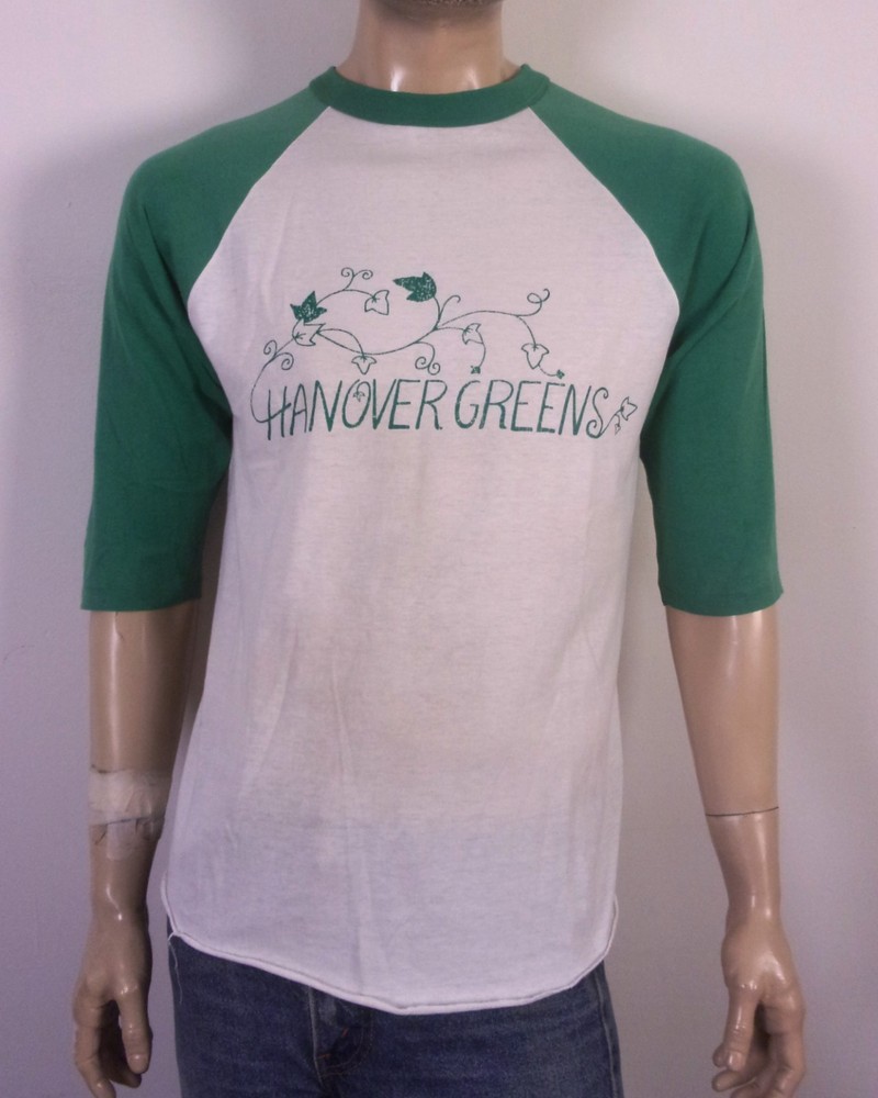 vintage 80s single stitch Raglan Sleeve T-Shirt Hanover Greens soft thin USA L