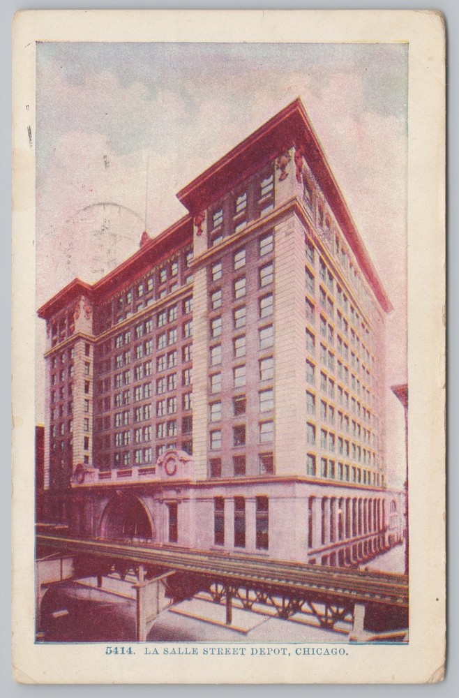 Transportation~La Salle Street Depot Chicago~Vintage Postcard