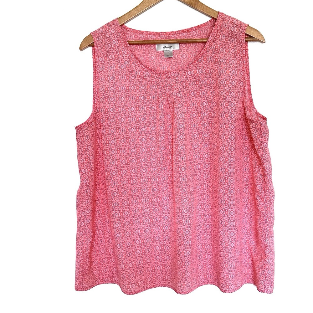 CJ Banks Plus Shirt Women’s 1X Geometric Sleeveless Lightweight Pullover Top