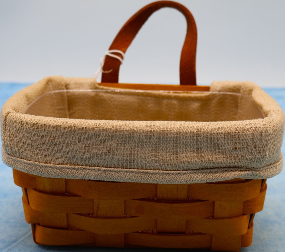 Longaberger 2002 Small Basket w Liner Protector Fixed Handle