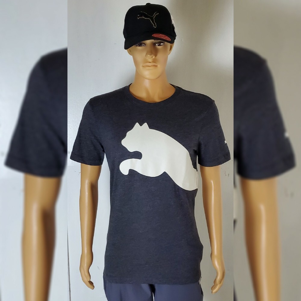PUMA OVERSIZED CAT LOGO TSHIRT MEN'S SHORT SLEEVE CREW NECK SIZE S DARK GRAY