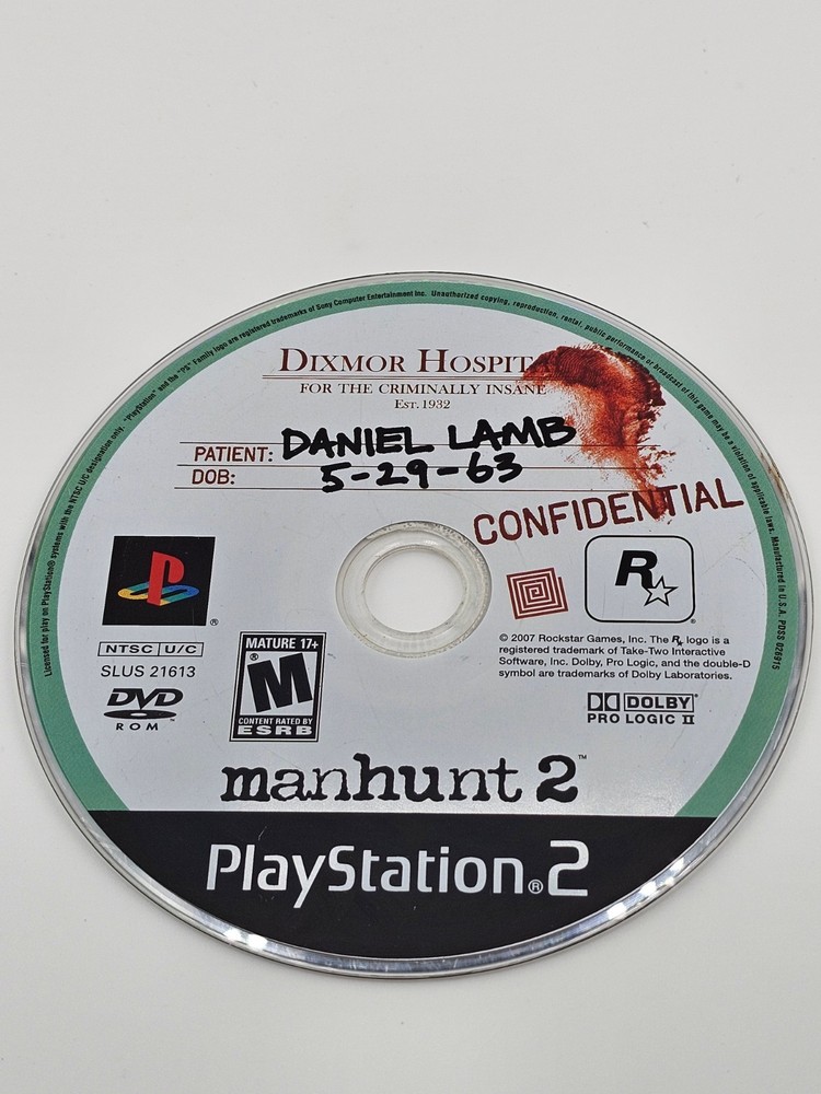 Sony Playstation 2 PS2 Manhunt 2 Disc Only Tested