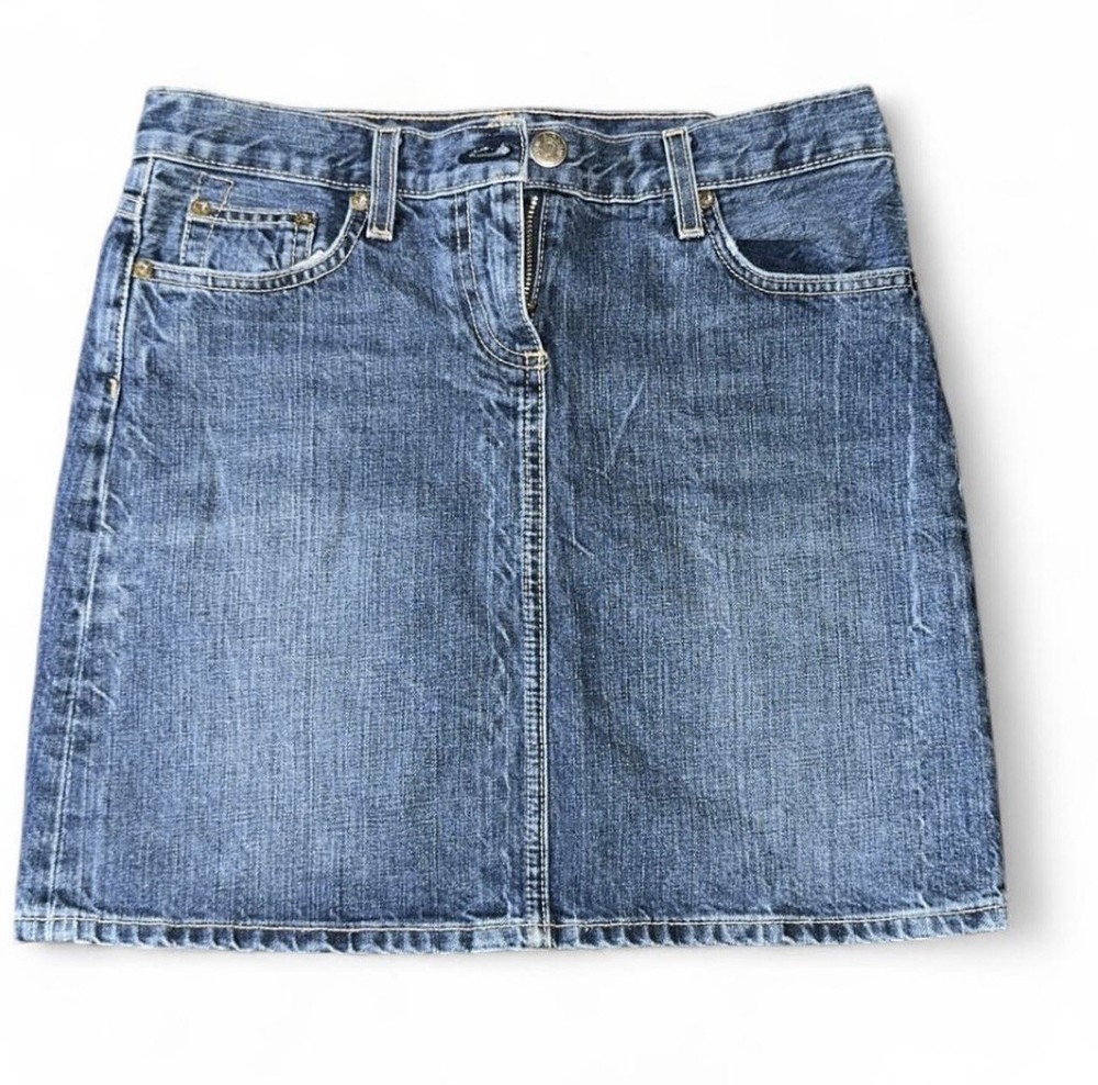 J.CREW Blue Denim A-Line Mini Skirt with Button Zipper Pockets