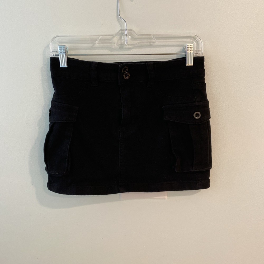Black Denim Mini Skirt With Side Pockets Women’s Size Medium