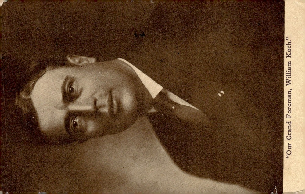 1910 William Koch Grand Foreman Des Moines Iowa Fraternal Sepia RPPC Postcard