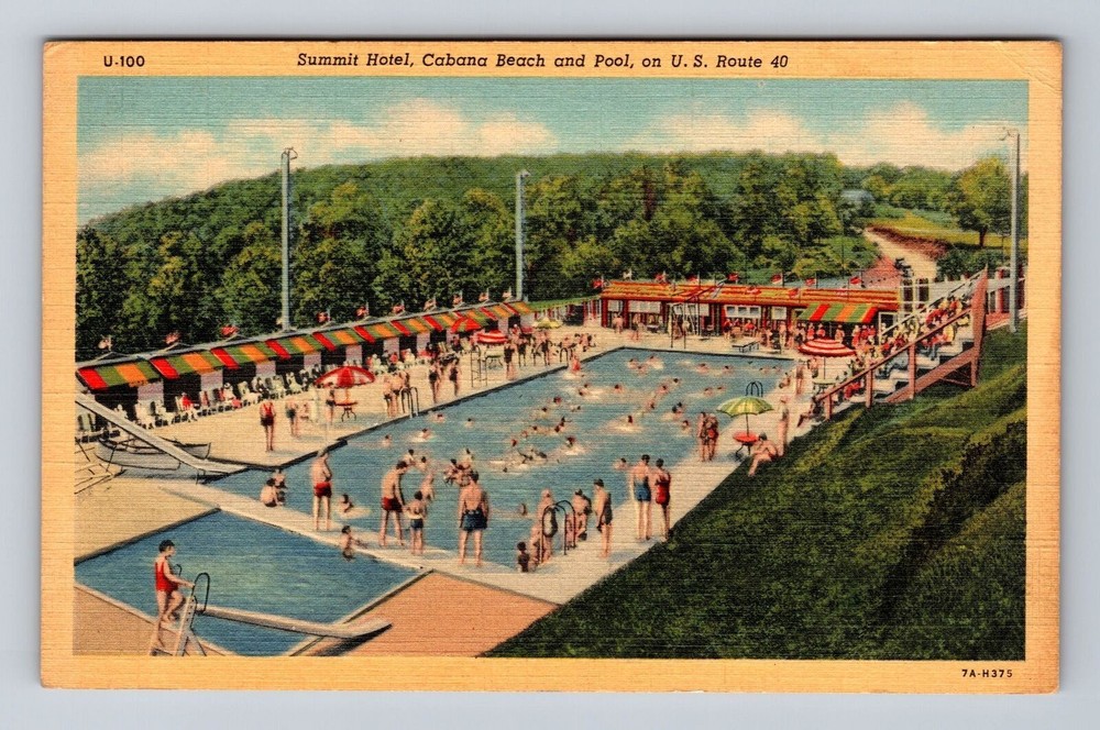 Uniontown PA-Pennsylvania, Pool, Summit Hotel, Vintage Postcard