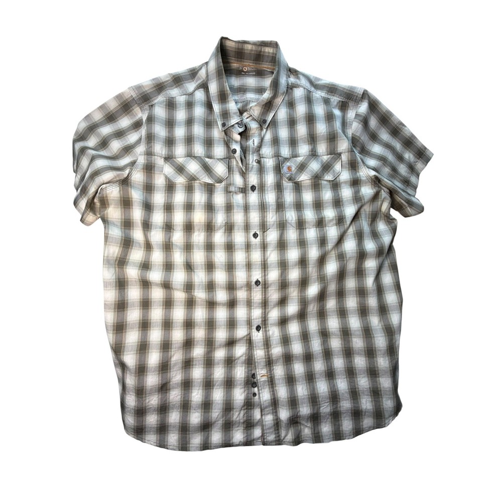 Carhartt Force Mens 3XL Relaxed Fit Short Sleeve Plaid Button Down Work Shirt