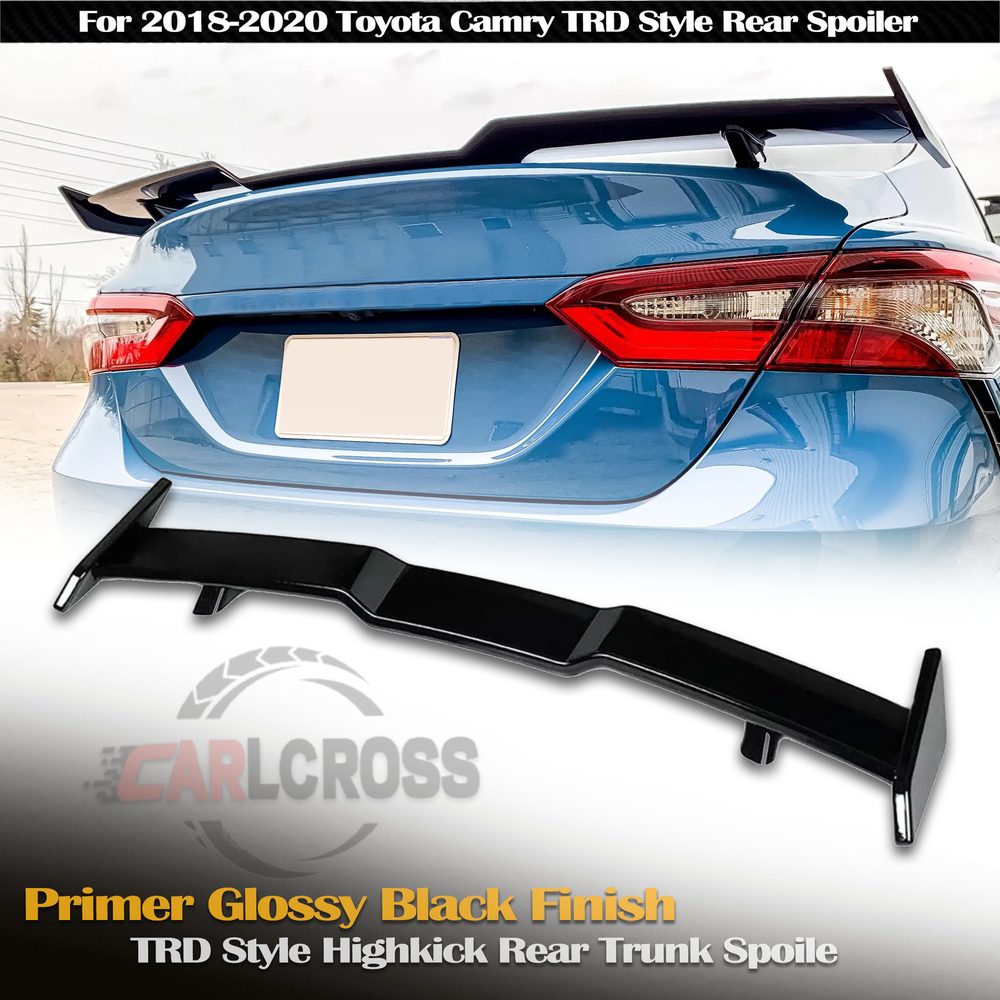 For 2018-2024 Toyota Camry Glossy Black TRD Style Highkick Trunk Spoiler Lid