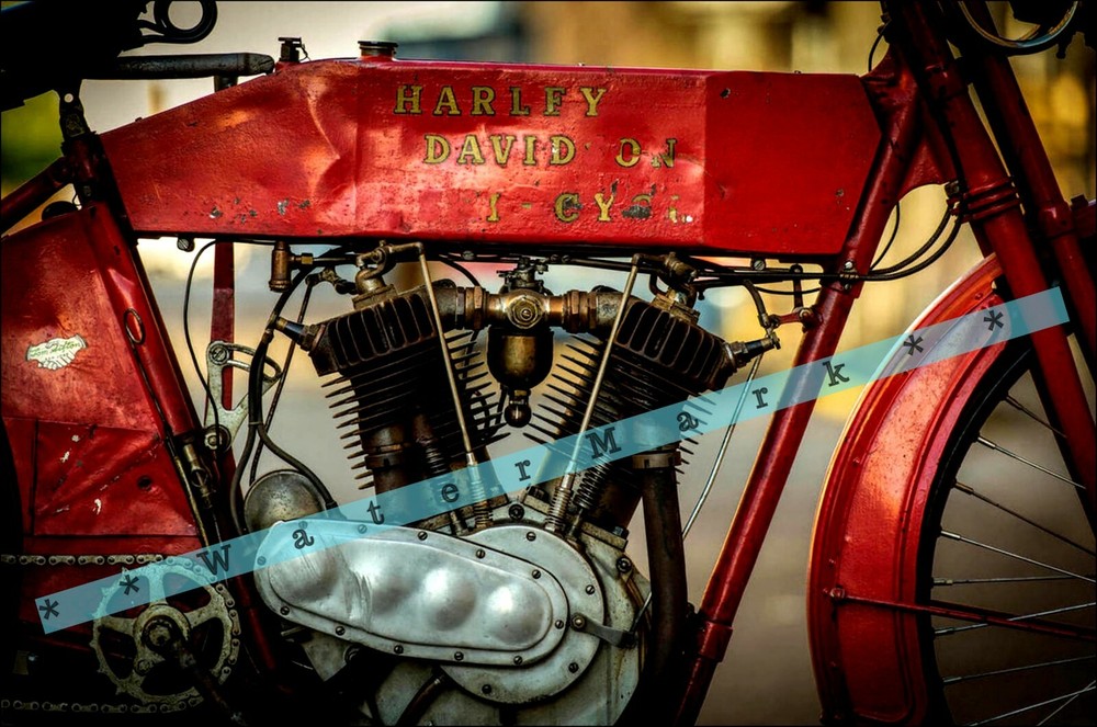 Vintage 1912 Harley-Davidson X8E Retro Motorcycle Art Print Poster  