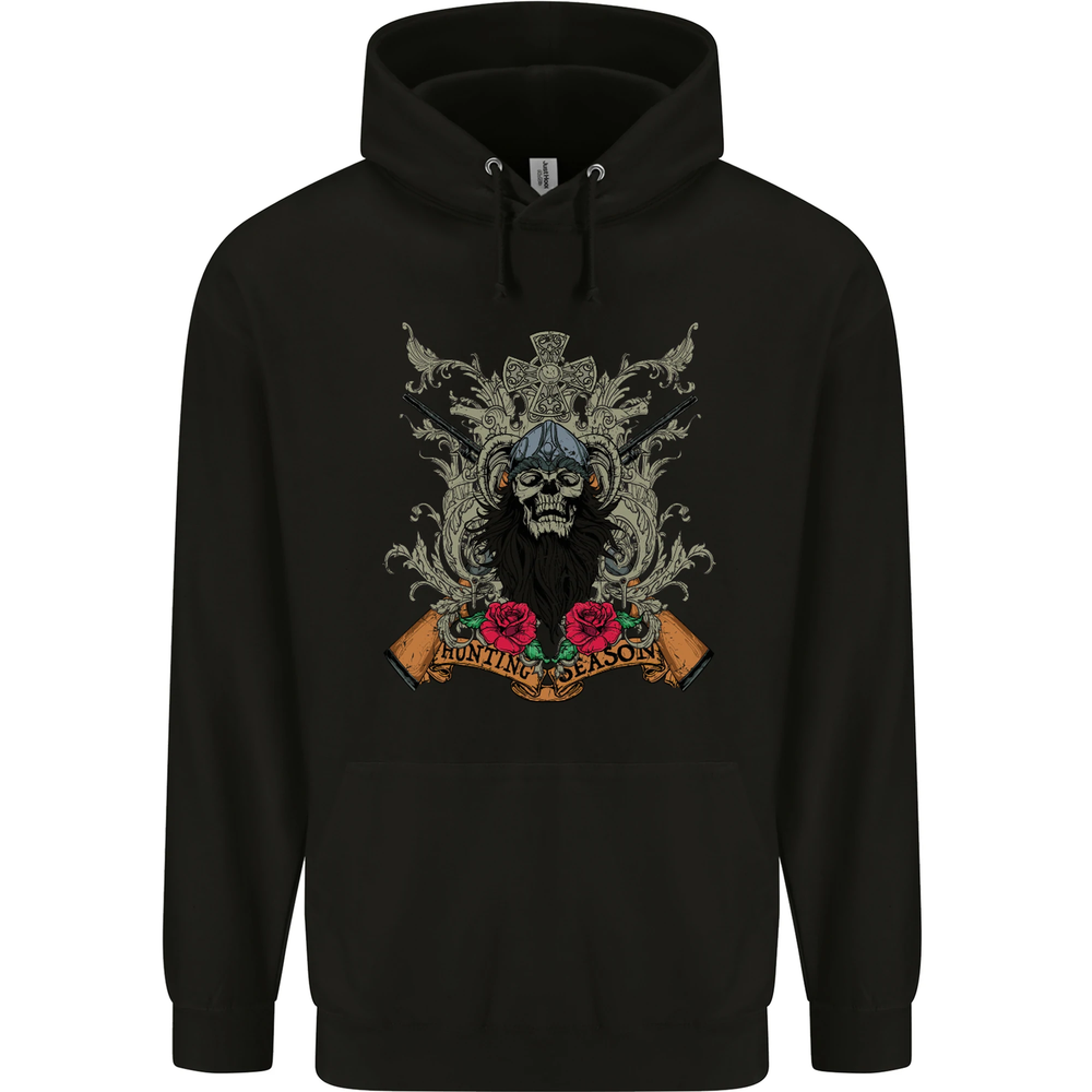 Hunting Season Hunter Skull Hunt Mens 80% Cotton Hoodie