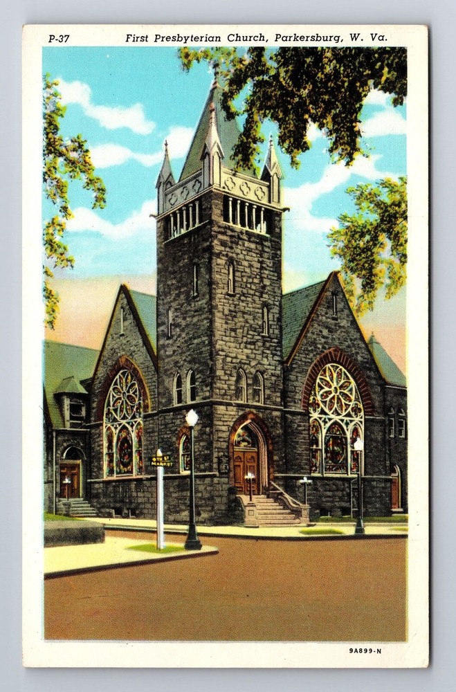 Parkersburg WV-West Virginia, First Presbyterian Church, Vintage Postcard