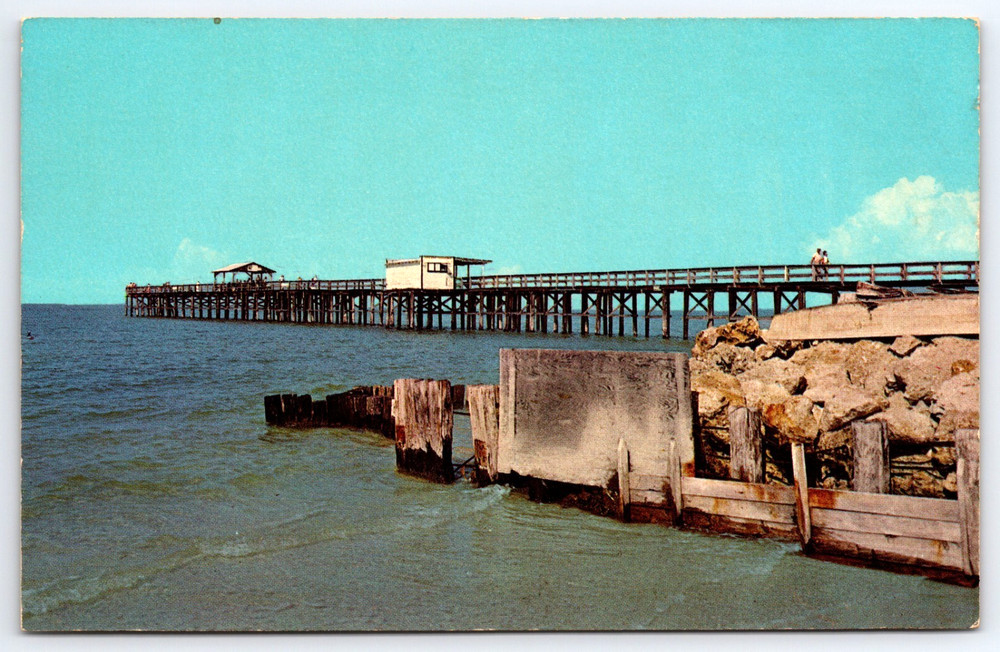 Ft. Myers Beach Florida Usa Fishing Pier Gulf Of Mexico Vintage Photo Postcard