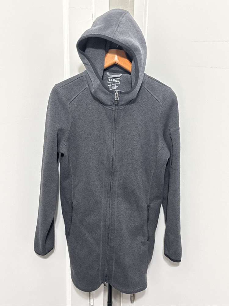 L.L.Bean Women's Gray Heather Fleece Full Zip Hoodie Jacket Size Large