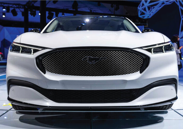 Fits Ford Mach-E Mustang Grille Vehicle Graphic Wrap Hexagons US Grid Metal Mesh