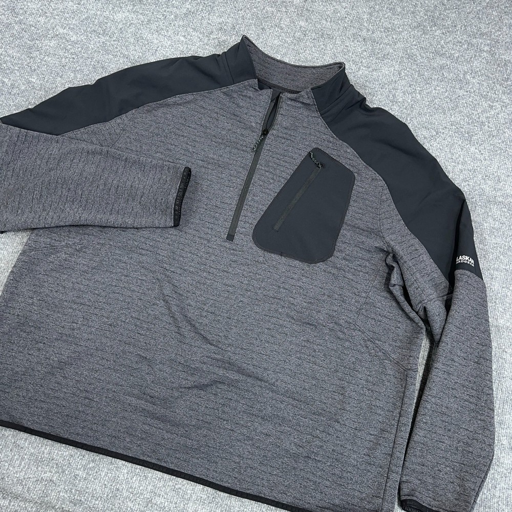Duluth Alaskan Hardgear Top Men 2XL Gray Black Blackburn Pullover 1/4 Zip Ribbed