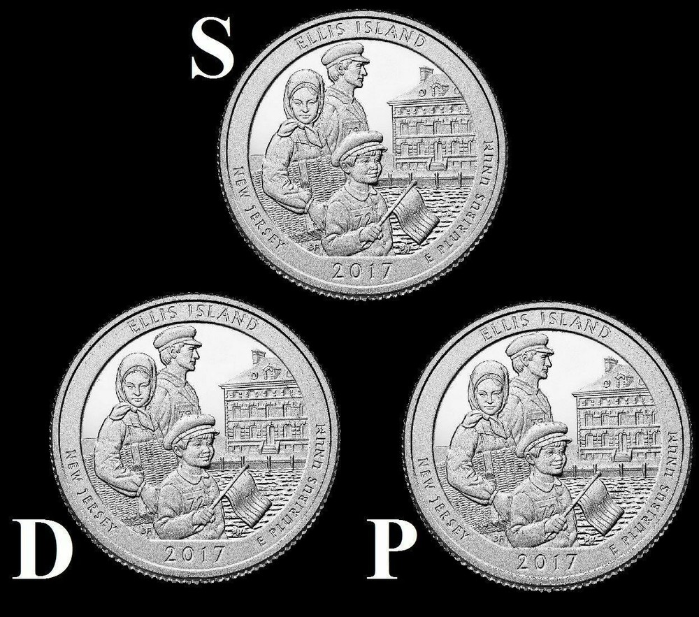 2017 D,P,S Ellis Island NP Quarters New Jersey 