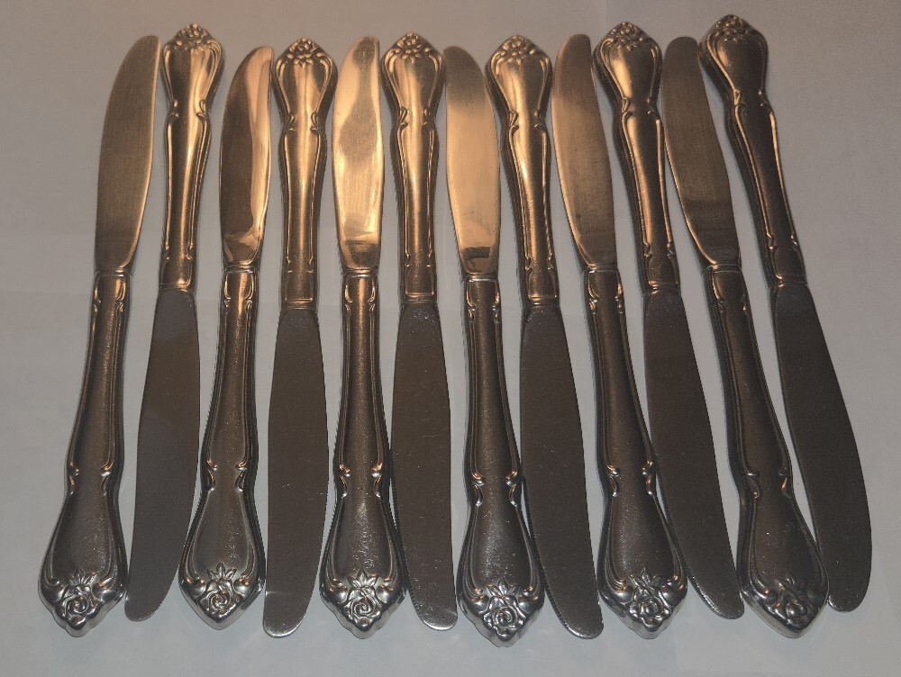 12 Oneida TRUE ROSE  Stainless Steel Knives