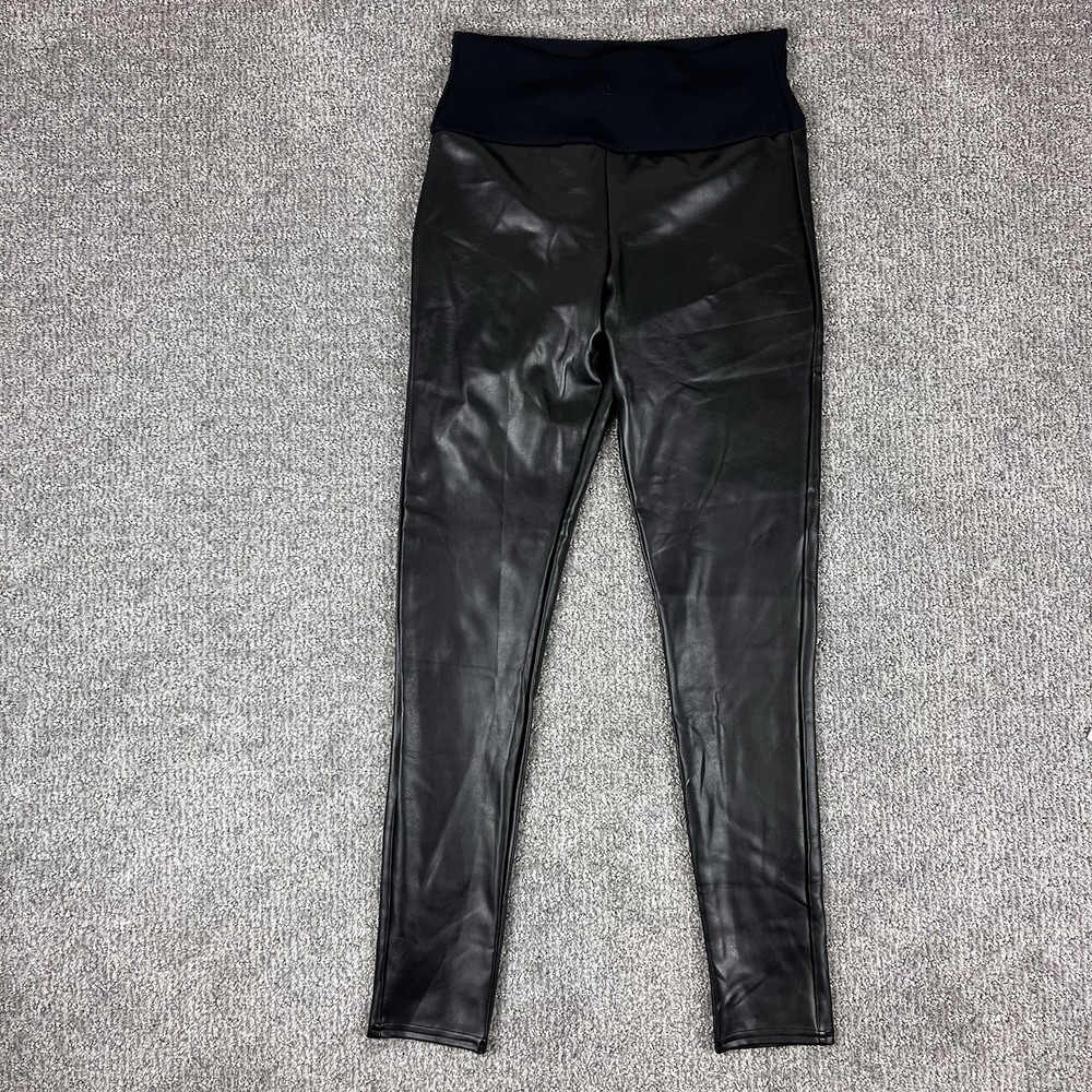 Assets by SPANX Leggings Womens Medium Faux Leather Skinny Contemporary Black