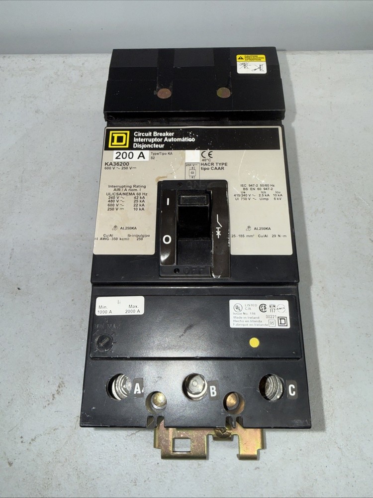 Square D KA36200 200amp 3Phase 600Volt