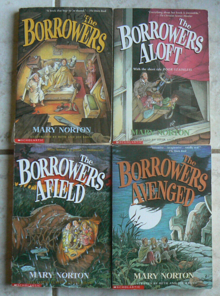 4 The Borrowers,Mary Norton, Afield, Aloft, Avenged PBs,Beth&Joe Krush illustrat