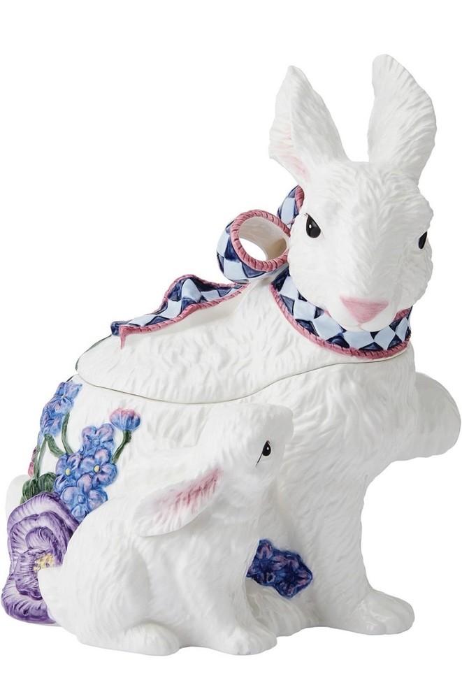Fitz and Floyd Jardin Rabbit Bunny Easter Countertop Cookie Storage