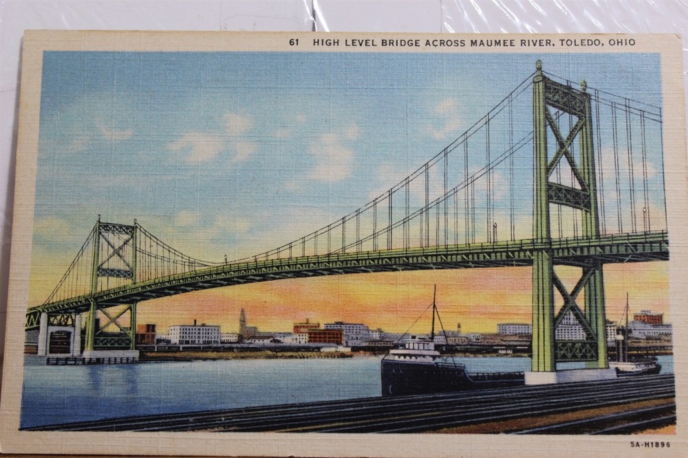 Ohio OH Toledo Maumee River High Level Bridge Postcard Old Vintage Card View PC