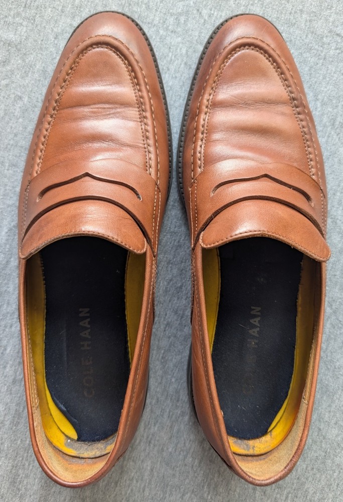 Cole Haan Grand Hawthorne Penny Loafers Men’s 9.5 Brown Leather Slip-On Preppy