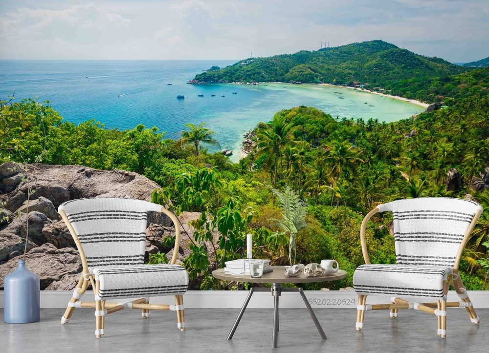 3D Sea Forest Tropical Landscape Wall Murals Wallpaper Murals Wall Sticker