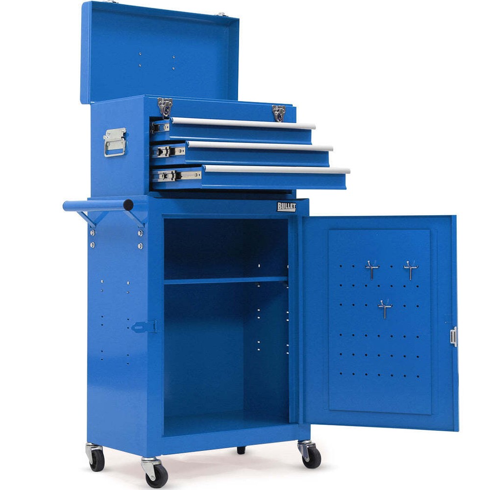 NNEMB 3-Drawer Tool Cabinet with Door Storage Trolley Garage Organizer