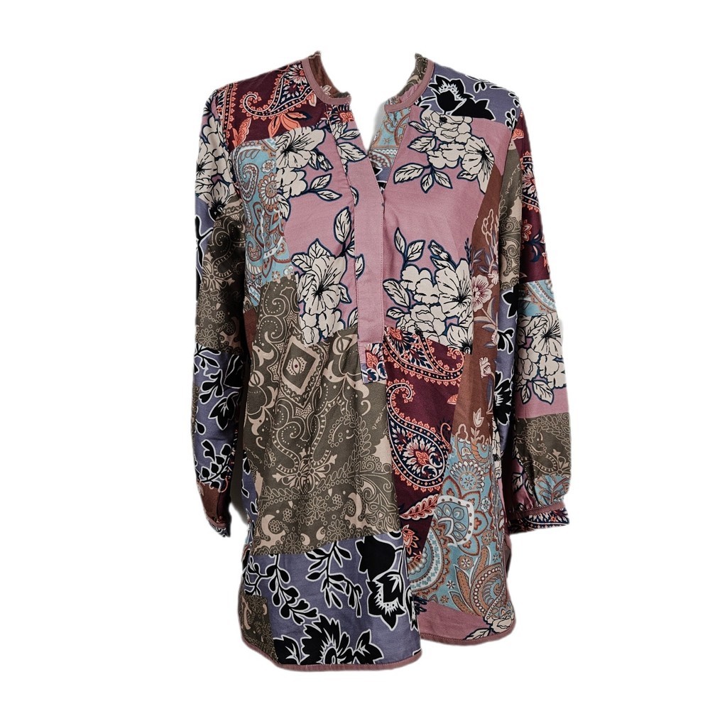 Soft Surroundings Tunic Patchwork Alvadore Fleur Womens PXL Floral Paisley Artsy