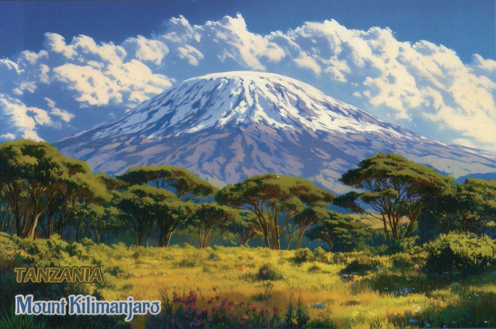 Mount Kilimanjaro Tanzania Africa Highest Peak 19,341' Volcano - Modern Postcard