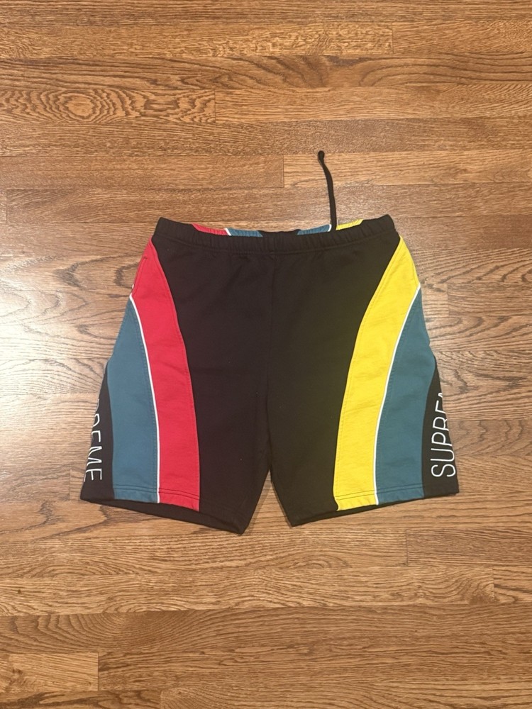 Supreme Colorblock Sweat Shorts Black Red Yellow Green Size Small Fits M-L