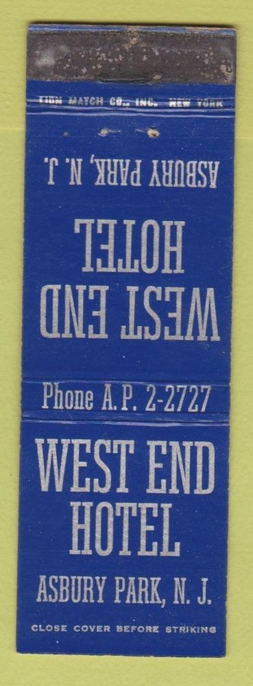 Matchbook Cover - West End Hotel Asbury Park NJ WEAR