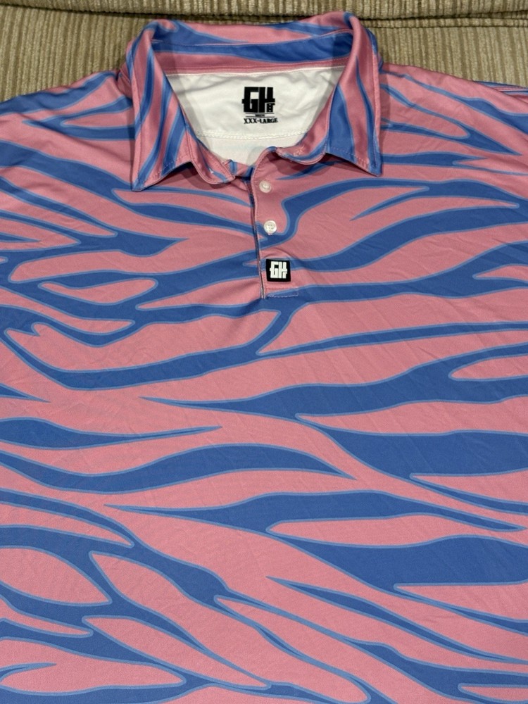 Greater Half GH Polo Shirt Size 3XL Tiger Retro Wave Print Performance Golf