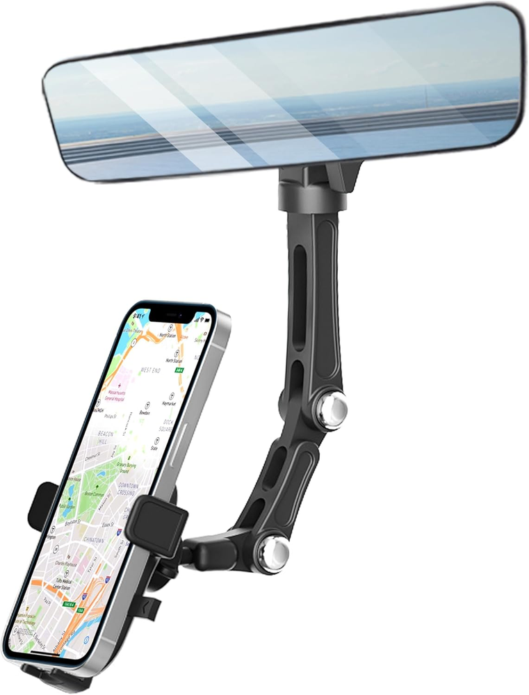 Car Rearview Mirror Phone Mount Holder for Safe Driving  