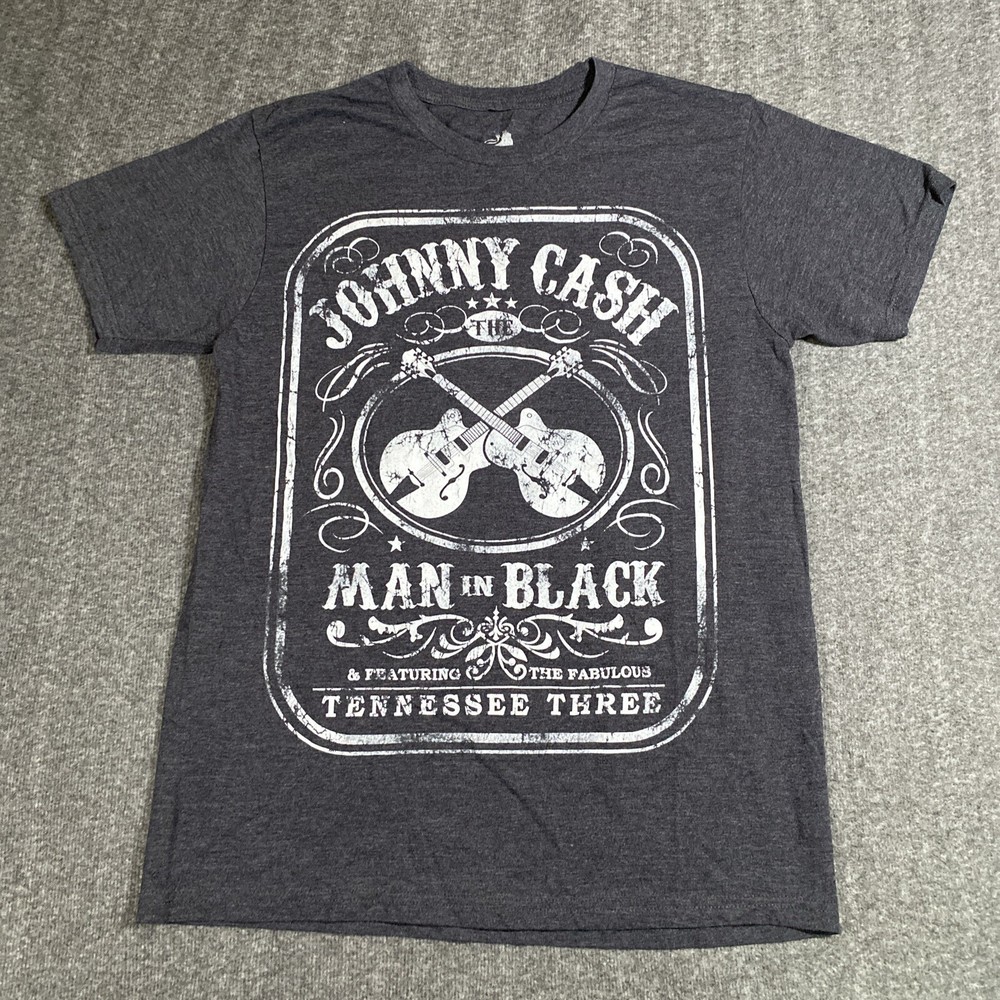 JOHNNY CASH MAN IN BLACK T-Shirt Mens (measures S) Med Graphic Tee Short Sleeve