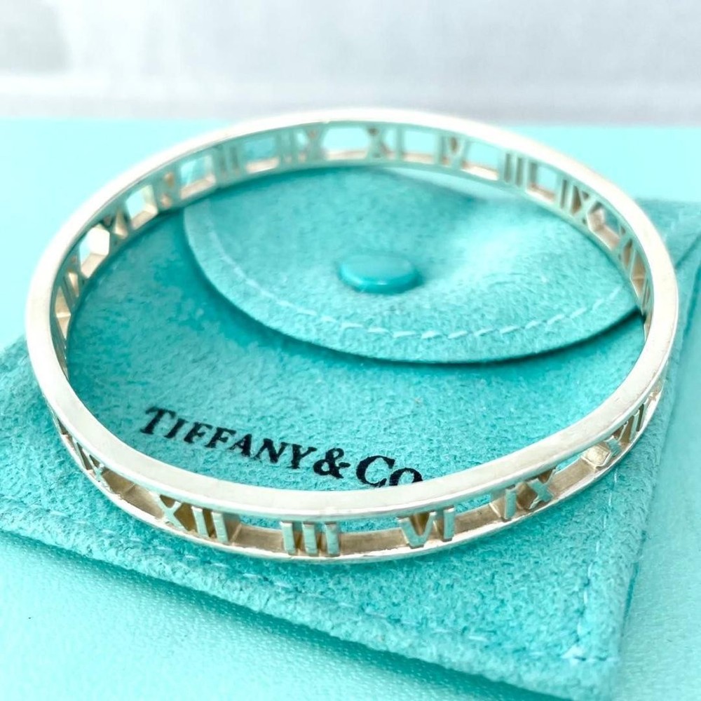 Tiffany Atlas Open Bangle Bracelet in Stainless Steel Pre-Owned