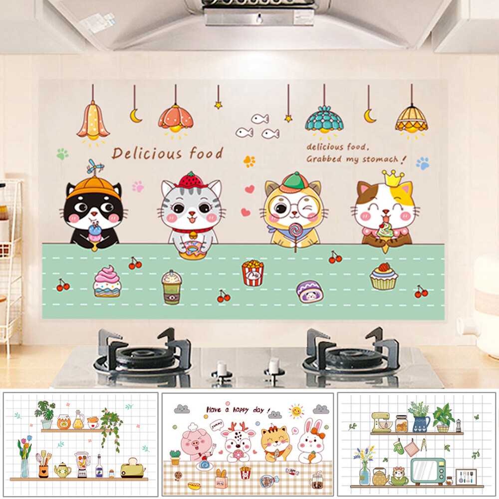 Cartoon Kitchen Wall Stickers Removable Waterproof Oil-proof Decals