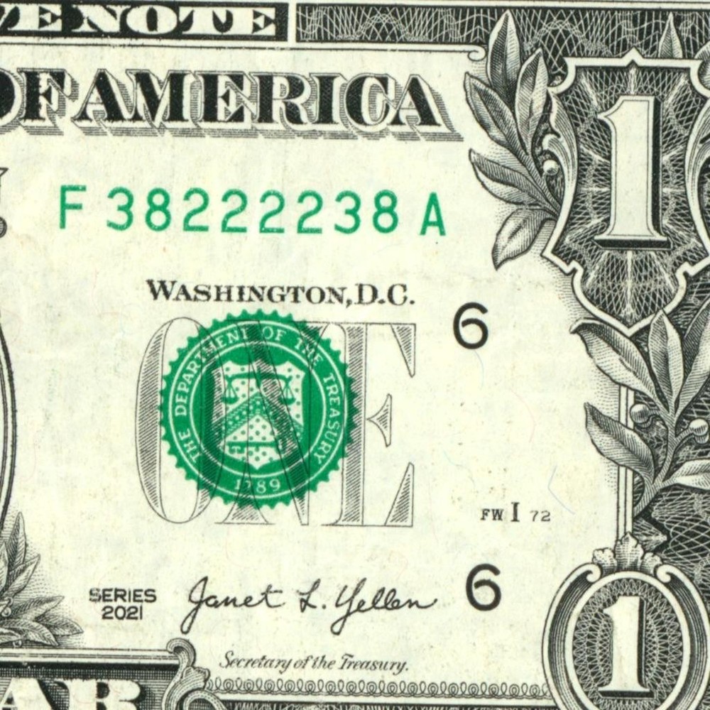 (( Bookends - 4 In A Row )) $1 2021 (( 38222238 )) Fancy Serial # Paper Currency