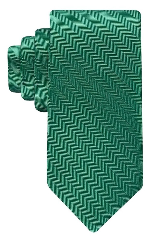 New Mens Tommy Hilfiger Marcus Green Herringbone Silk Blend Neck Tie Necktie