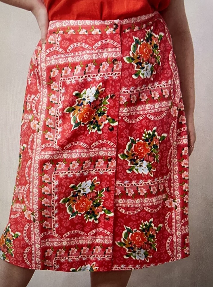 LC Lauren Conrad midi skirt womens sz 3X Button up A-line Floral cottagecore NEW