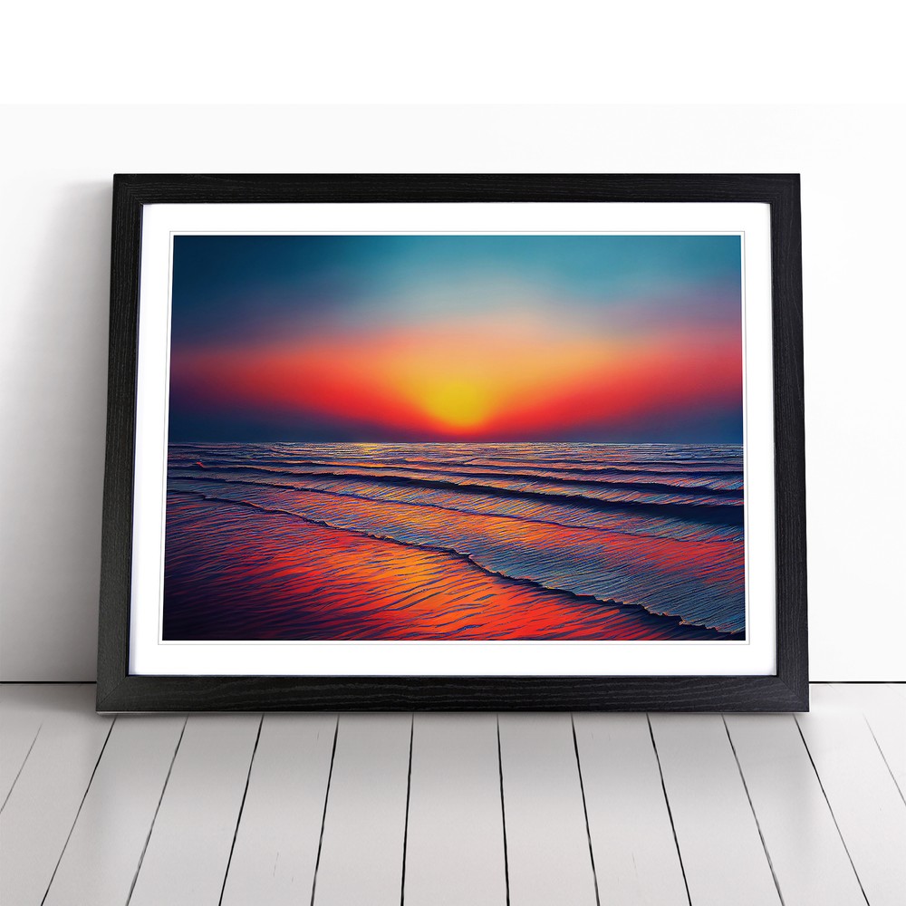 Wonderful Ocean Sunset Wall Art Print Framed Canvas Picture Poster Decor